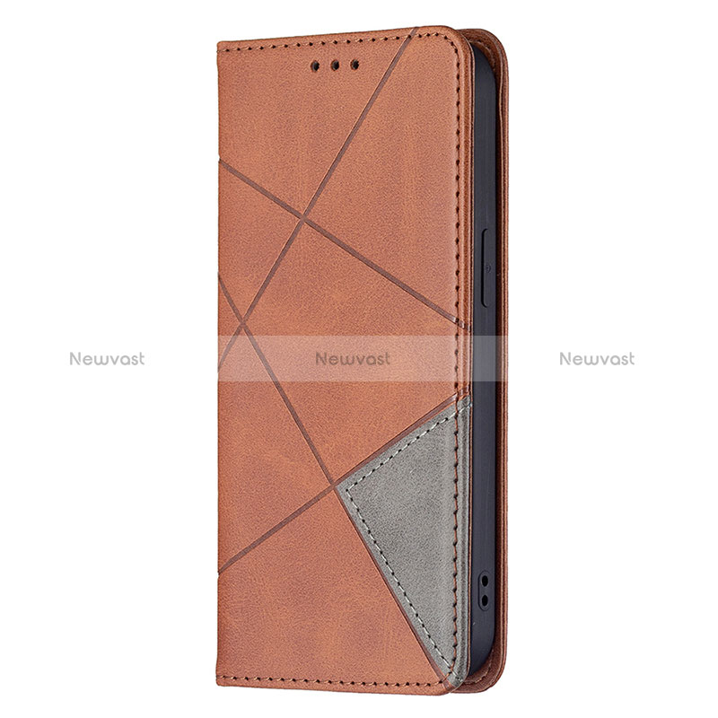 Leather Case Stands Fashionable Pattern Flip Cover L04 Holder for Apple iPhone 15 Brown