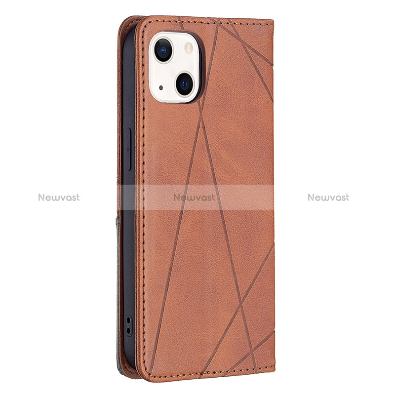 Leather Case Stands Fashionable Pattern Flip Cover L04 Holder for Apple iPhone 15 Brown