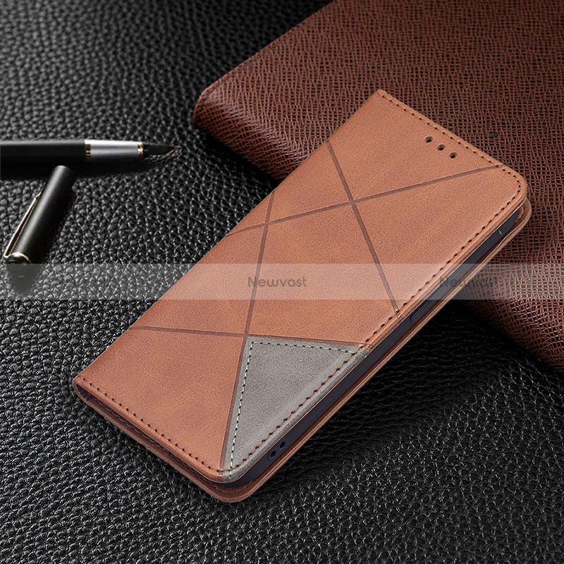 Leather Case Stands Fashionable Pattern Flip Cover L04 Holder for Apple iPhone 15 Brown