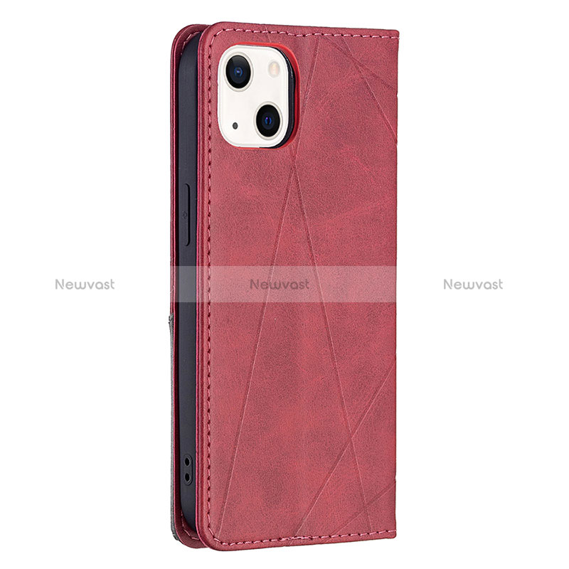 Leather Case Stands Fashionable Pattern Flip Cover L04 Holder for Apple iPhone 15 Plus Red