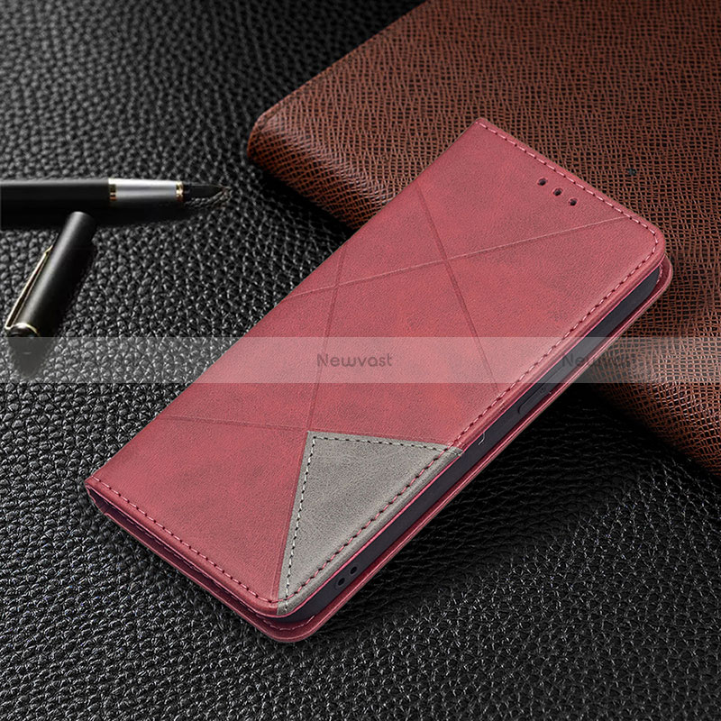 Leather Case Stands Fashionable Pattern Flip Cover L04 Holder for Apple iPhone 15 Plus Red