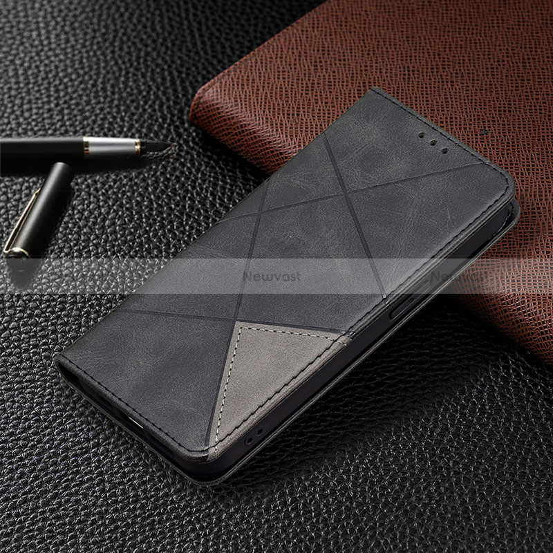 Leather Case Stands Fashionable Pattern Flip Cover L04 Holder for Apple iPhone 15 Pro Black