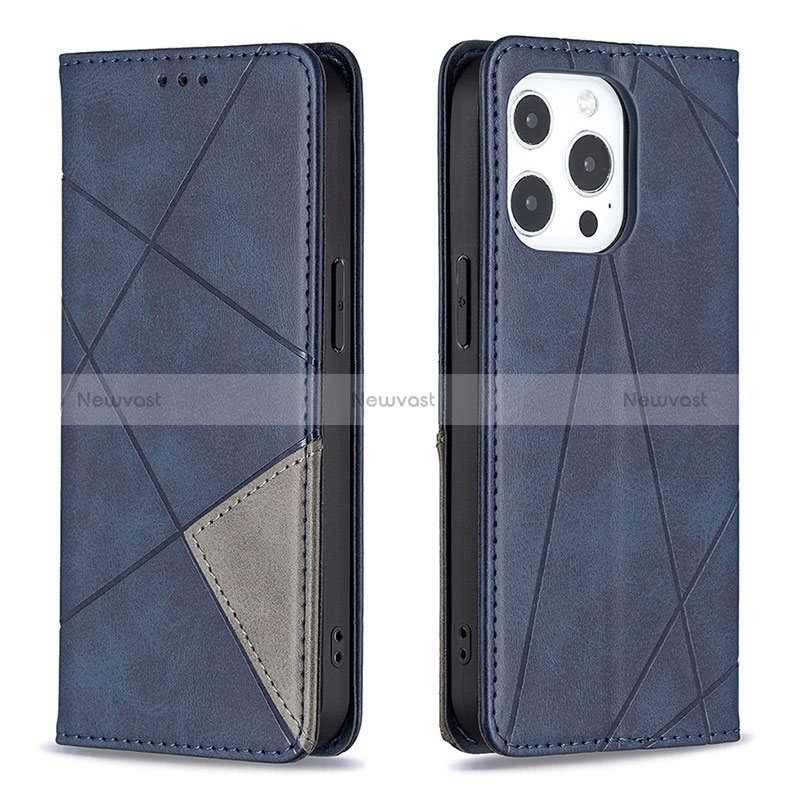 Leather Case Stands Fashionable Pattern Flip Cover L04 Holder for Apple iPhone 15 Pro Blue