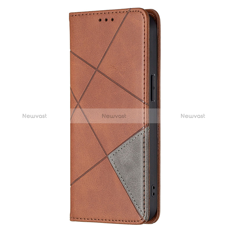 Leather Case Stands Fashionable Pattern Flip Cover L04 Holder for Apple iPhone 15 Pro Brown