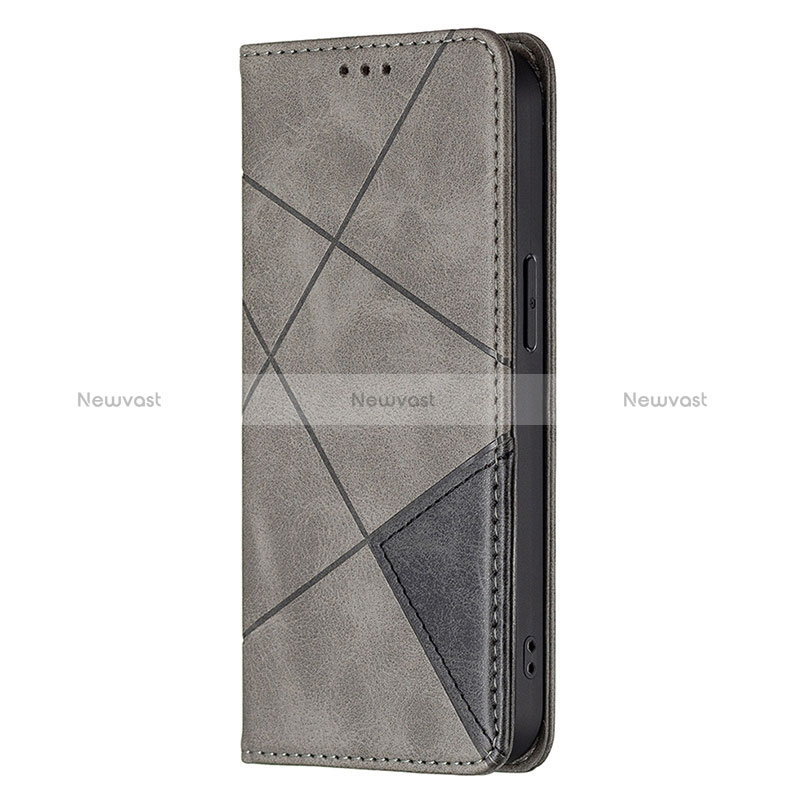 Leather Case Stands Fashionable Pattern Flip Cover L04 Holder for Apple iPhone 15 Pro Gray