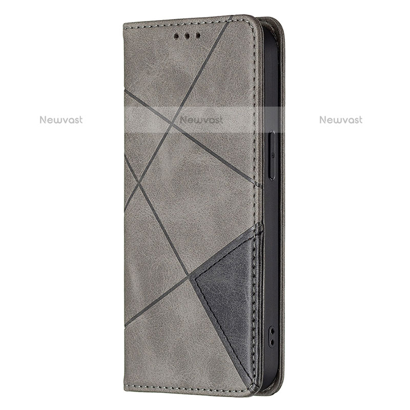 Leather Case Stands Fashionable Pattern Flip Cover L04 Holder for Apple iPhone 15 Pro Max Gray