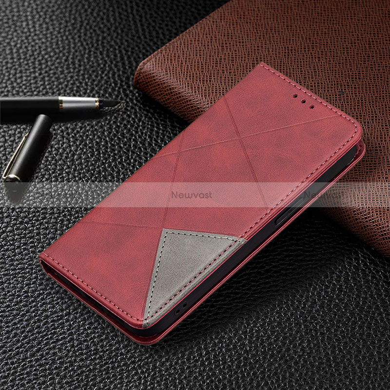 Leather Case Stands Fashionable Pattern Flip Cover L04 Holder for Apple iPhone 15 Pro Red