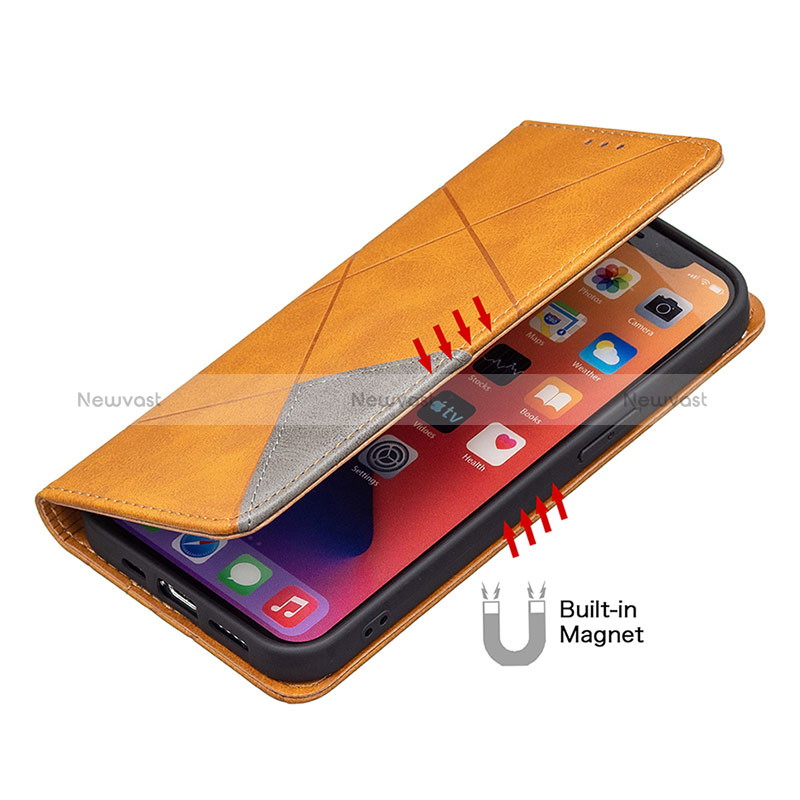 Leather Case Stands Fashionable Pattern Flip Cover L04 Holder for Apple iPhone 16 Pro Max Yellow