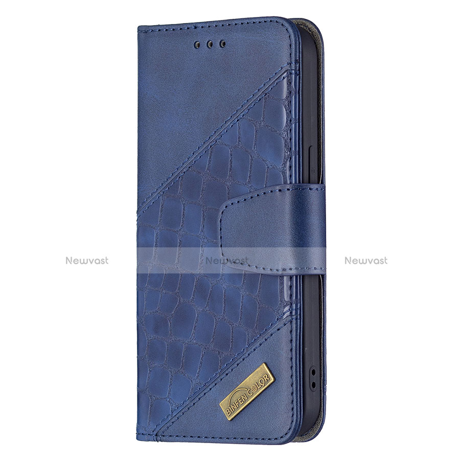 Leather Case Stands Fashionable Pattern Flip Cover L05 Holder for Apple iPhone 13 Blue