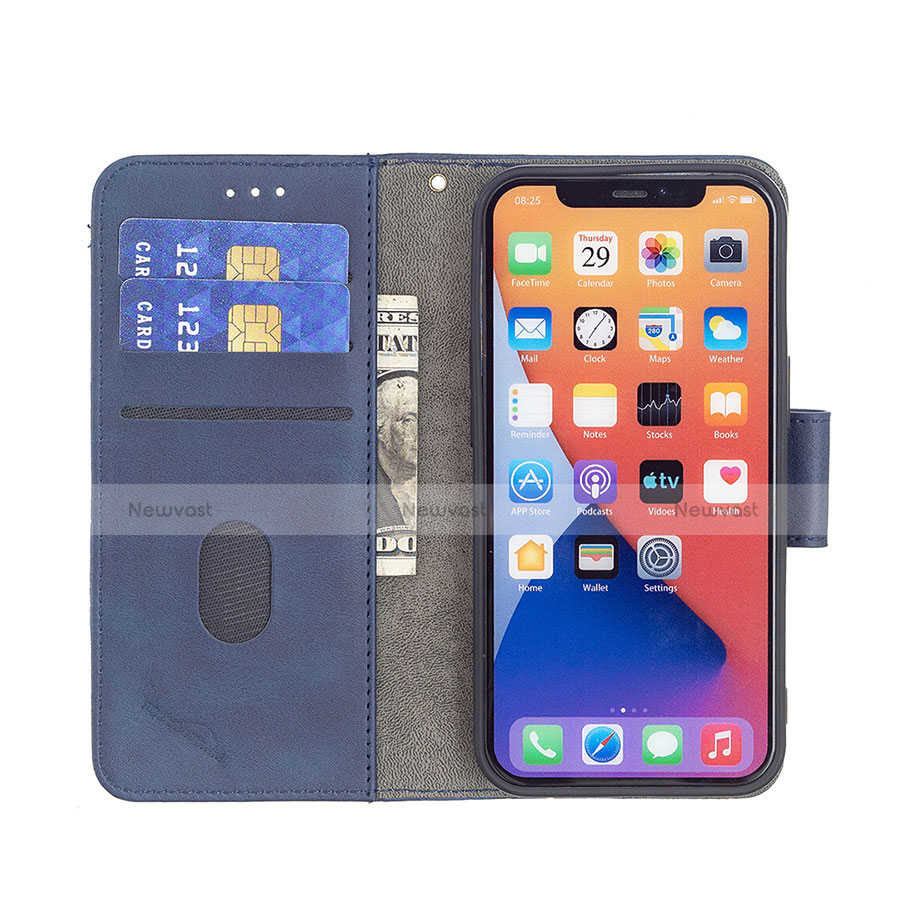 Leather Case Stands Fashionable Pattern Flip Cover L05 Holder for Apple iPhone 13 Blue