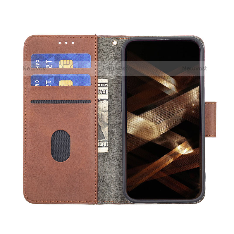 Leather Case Stands Fashionable Pattern Flip Cover L05 Holder for Apple iPhone 14 Pro Brown