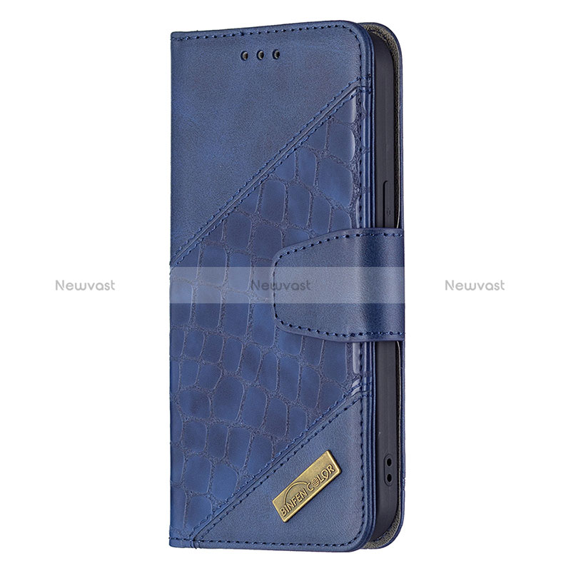 Leather Case Stands Fashionable Pattern Flip Cover L05 Holder for Apple iPhone 15 Blue