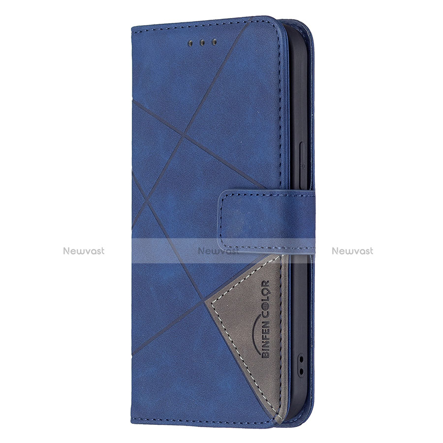 Leather Case Stands Fashionable Pattern Flip Cover L06 Holder for Apple iPhone 14 Blue