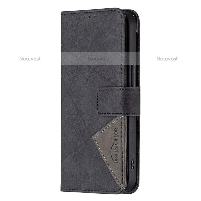 Leather Case Stands Fashionable Pattern Flip Cover L06 Holder for Apple iPhone 14 Pro Black