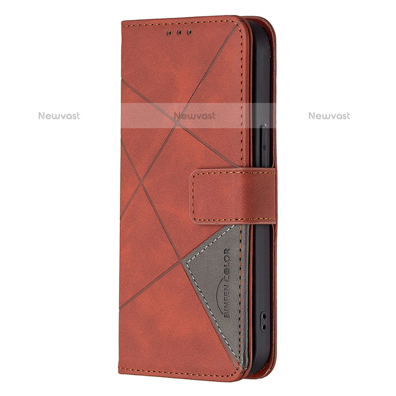 Leather Case Stands Fashionable Pattern Flip Cover L06 Holder for Apple iPhone 14 Pro Brown