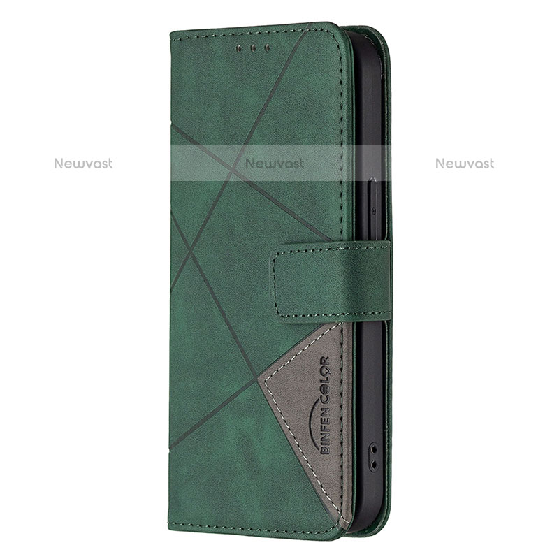 Leather Case Stands Fashionable Pattern Flip Cover L06 Holder for Apple iPhone 14 Pro Green