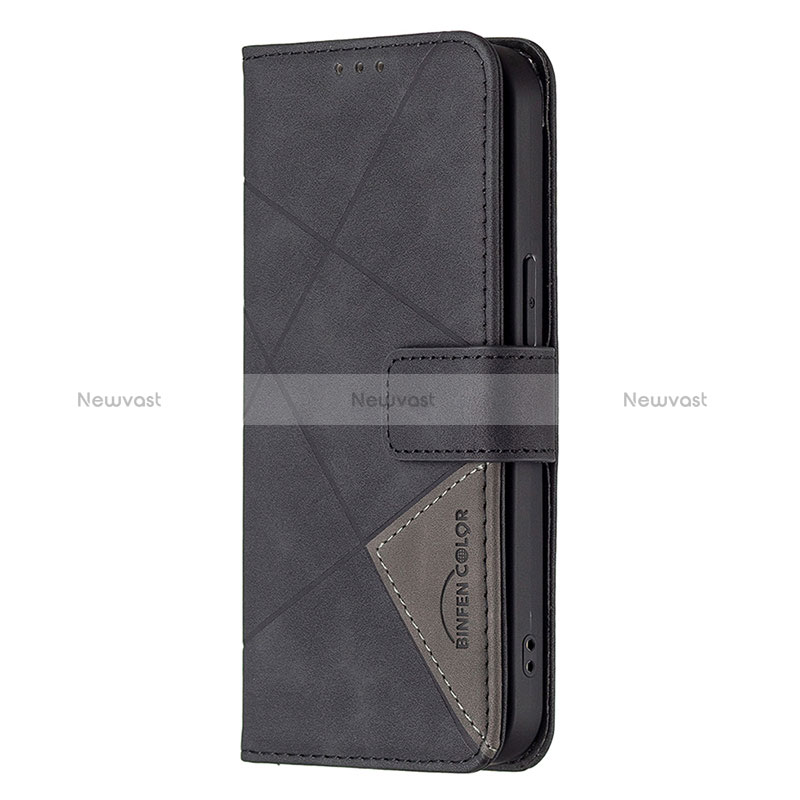 Leather Case Stands Fashionable Pattern Flip Cover L06 Holder for Apple iPhone 14 Pro Max Black