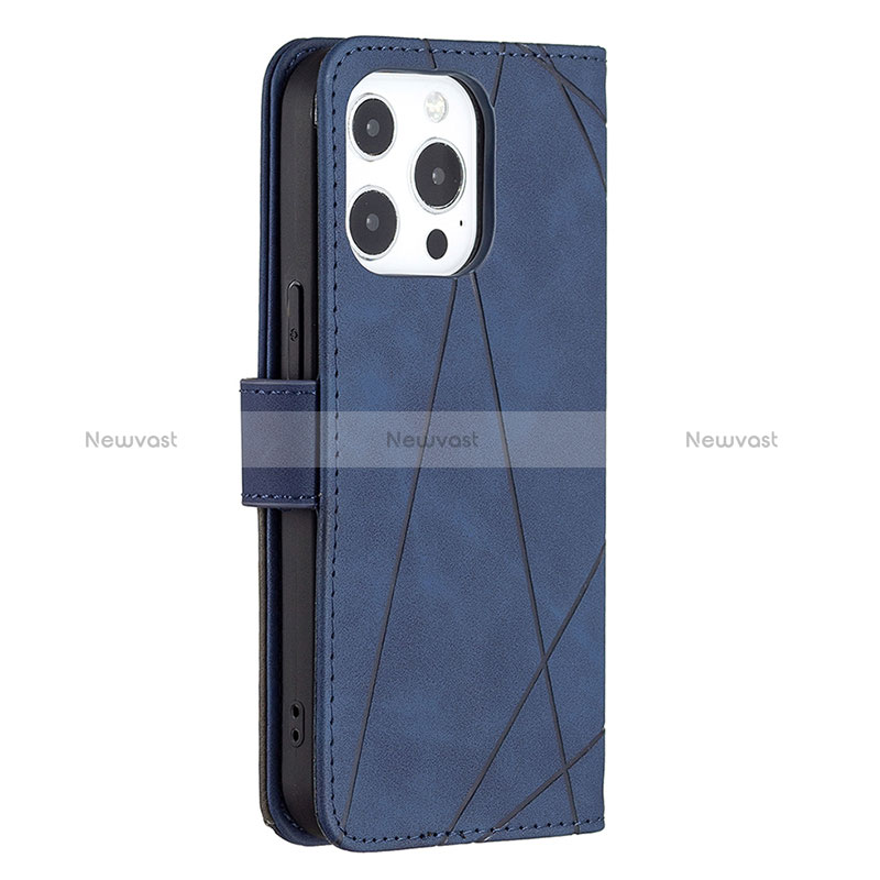 Leather Case Stands Fashionable Pattern Flip Cover L06 Holder for Apple iPhone 14 Pro Max Blue