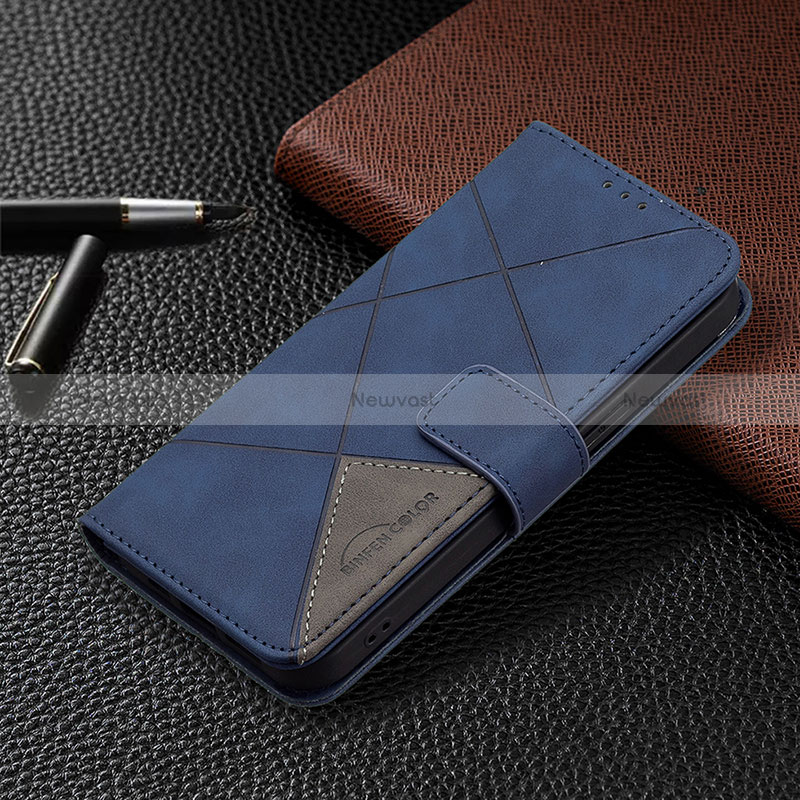 Leather Case Stands Fashionable Pattern Flip Cover L06 Holder for Apple iPhone 14 Pro Max Blue