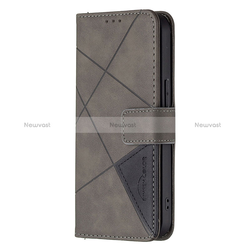 Leather Case Stands Fashionable Pattern Flip Cover L06 Holder for Apple iPhone 14 Pro Max Gray