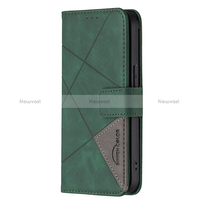 Leather Case Stands Fashionable Pattern Flip Cover L06 Holder for Apple iPhone 14 Pro Max Green