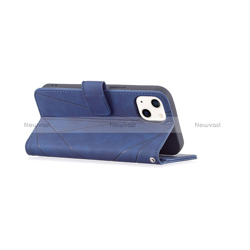 Leather Case Stands Fashionable Pattern Flip Cover L06 Holder for Apple iPhone 15 Blue