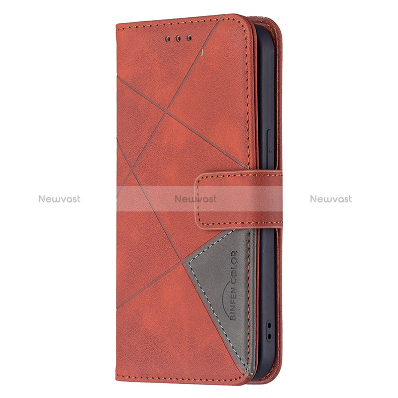 Leather Case Stands Fashionable Pattern Flip Cover L06 Holder for Apple iPhone 15 Brown