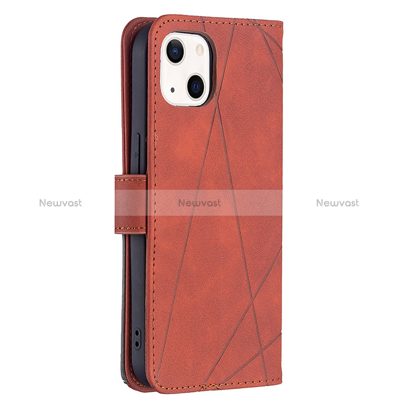 Leather Case Stands Fashionable Pattern Flip Cover L06 Holder for Apple iPhone 15 Brown