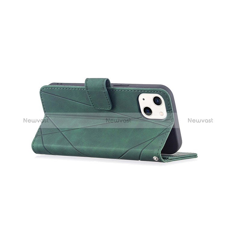 Leather Case Stands Fashionable Pattern Flip Cover L06 Holder for Apple iPhone 15 Green