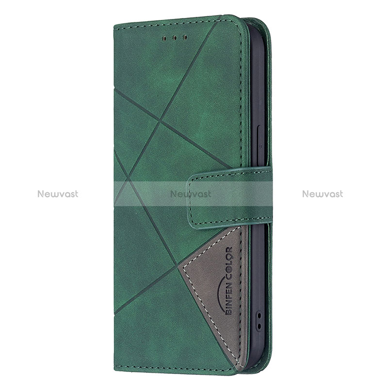 Leather Case Stands Fashionable Pattern Flip Cover L06 Holder for Apple iPhone 15 Green