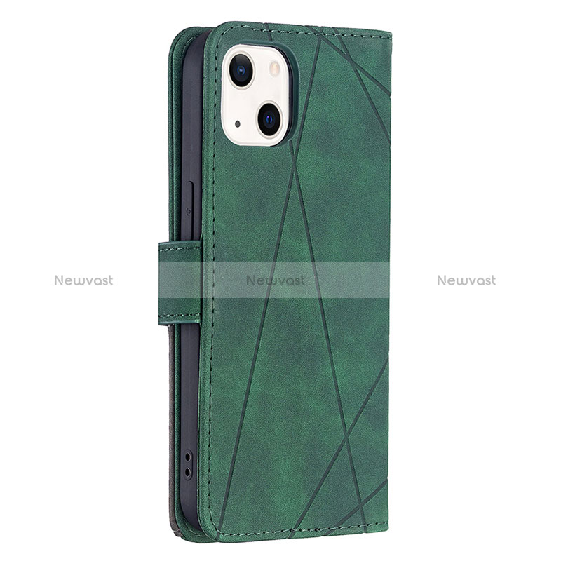 Leather Case Stands Fashionable Pattern Flip Cover L06 Holder for Apple iPhone 15 Green