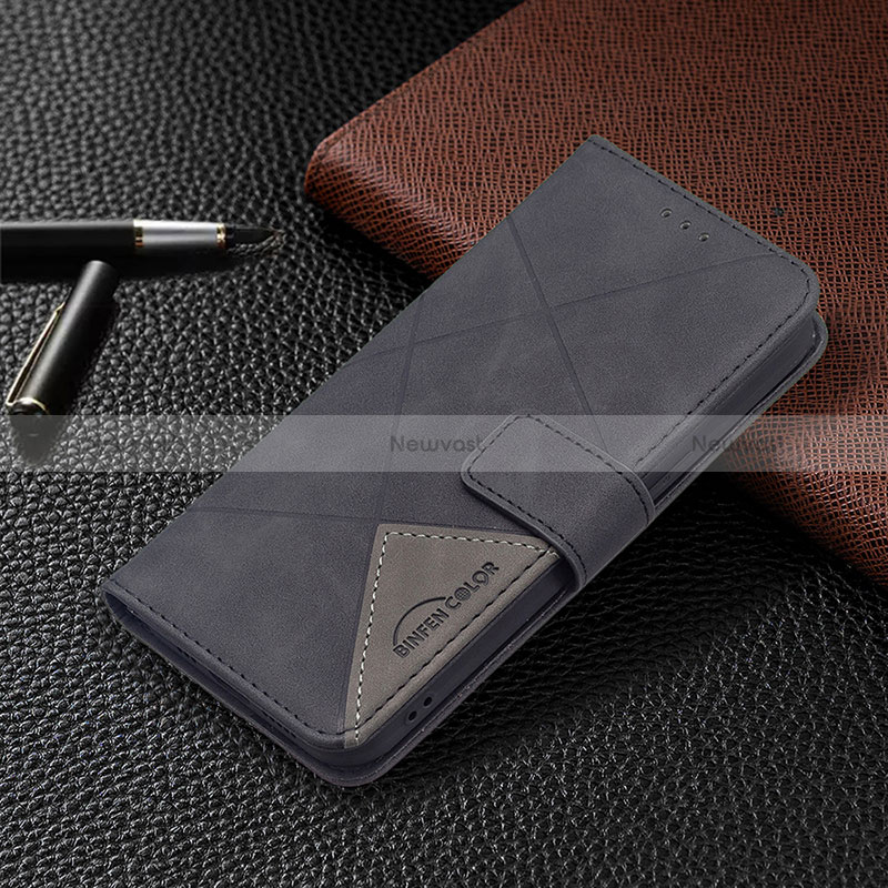 Leather Case Stands Fashionable Pattern Flip Cover L06 Holder for Apple iPhone 15 Plus Black