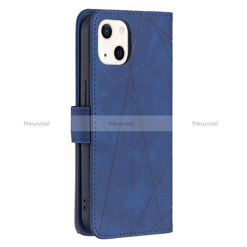 Leather Case Stands Fashionable Pattern Flip Cover L06 Holder for Apple iPhone 15 Plus Blue