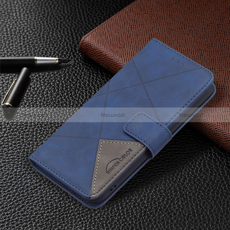 Leather Case Stands Fashionable Pattern Flip Cover L06 Holder for Apple iPhone 15 Plus Blue