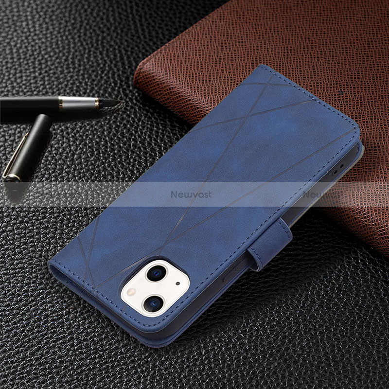 Leather Case Stands Fashionable Pattern Flip Cover L06 Holder for Apple iPhone 15 Plus Blue