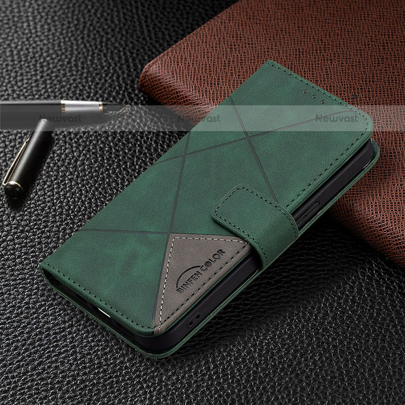 Leather Case Stands Fashionable Pattern Flip Cover L06 Holder for Apple iPhone 15 Pro Max Green