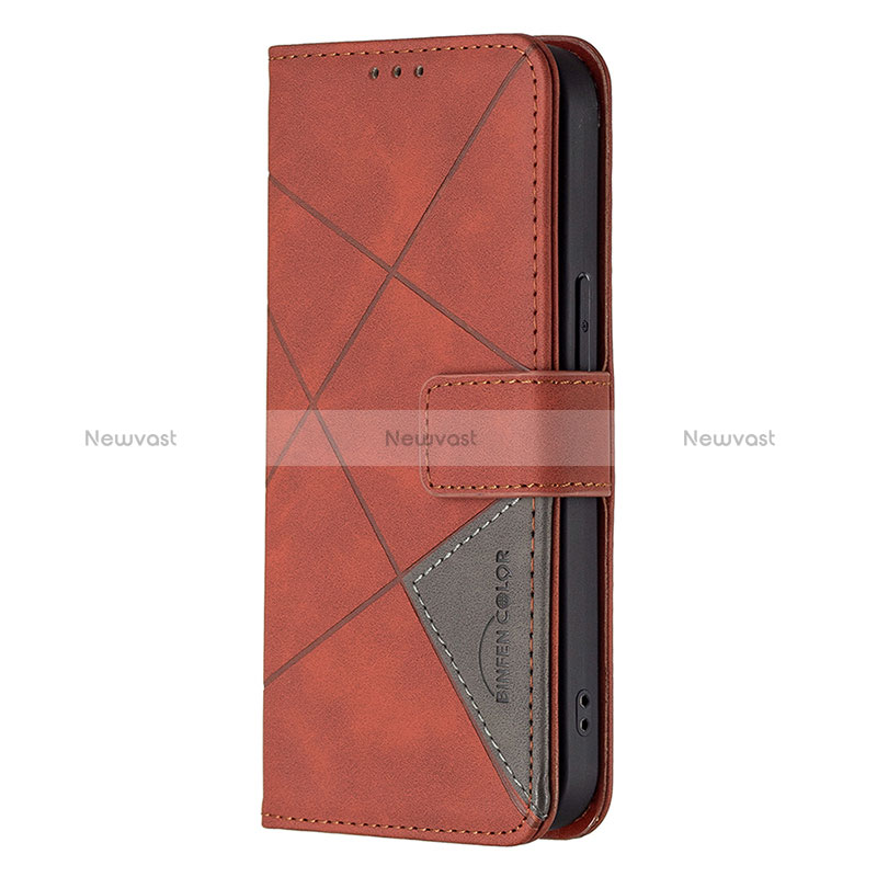 Leather Case Stands Fashionable Pattern Flip Cover L06 Holder for Apple iPhone 16 Pro Brown