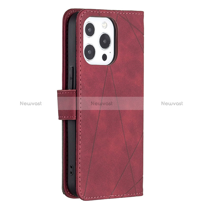 Leather Case Stands Fashionable Pattern Flip Cover L06 Holder for Apple iPhone 16 Pro Max Red