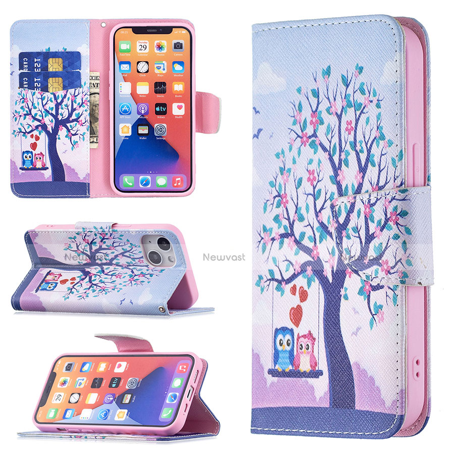 Leather Case Stands Fashionable Pattern Flip Cover L07 Holder for Apple iPhone 13 Mini Mixed