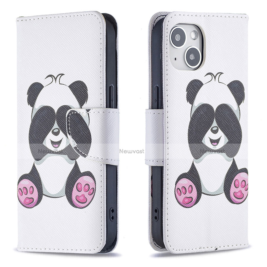 Leather Case Stands Fashionable Pattern Flip Cover L07 Holder for Apple iPhone 13 Mini White