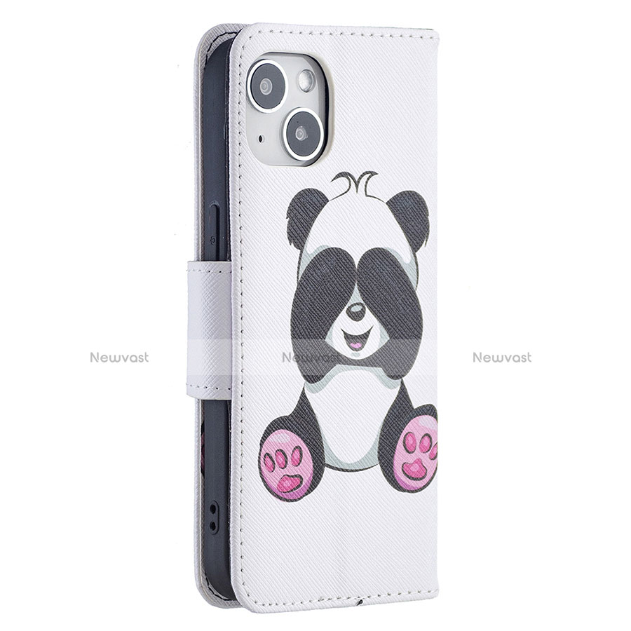 Leather Case Stands Fashionable Pattern Flip Cover L07 Holder for Apple iPhone 13 Mini White