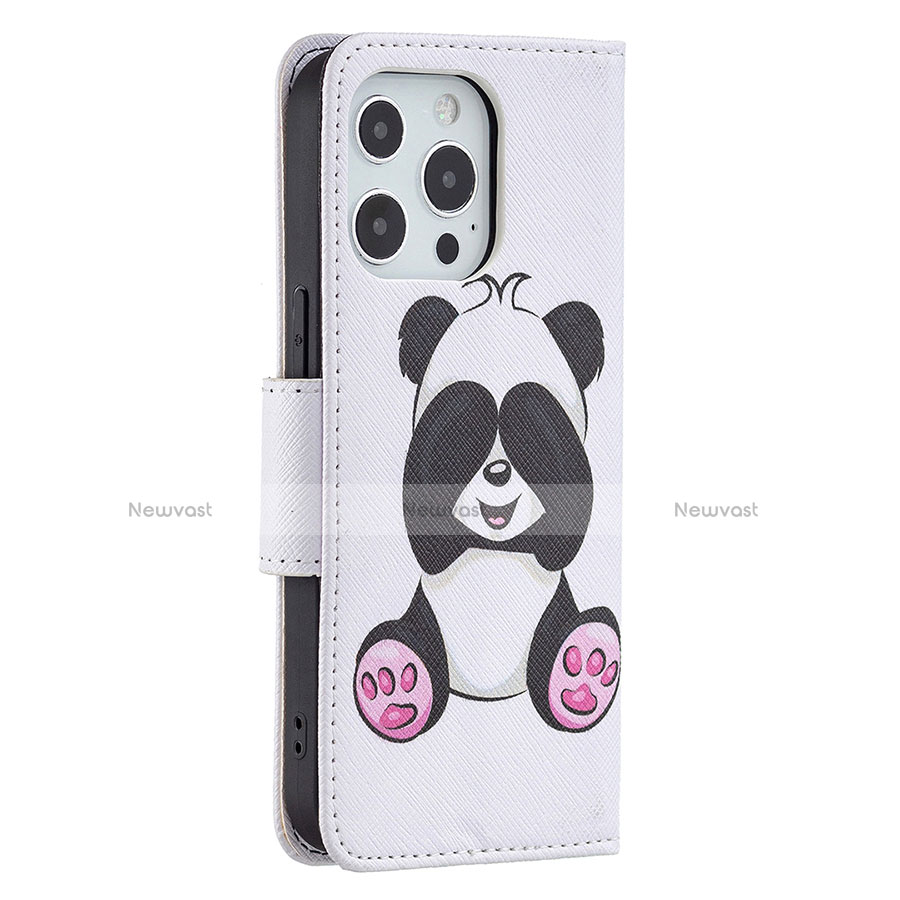 Leather Case Stands Fashionable Pattern Flip Cover L07 Holder for Apple iPhone 13 Pro White