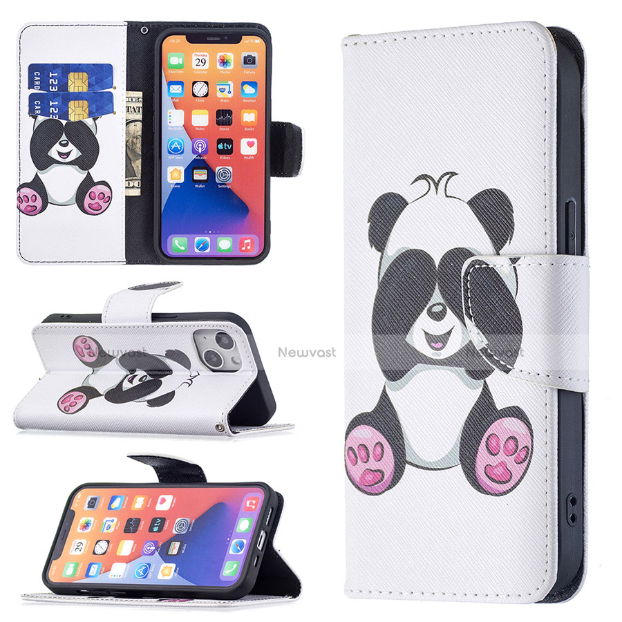 Leather Case Stands Fashionable Pattern Flip Cover L07 Holder for Apple iPhone 14 Plus White