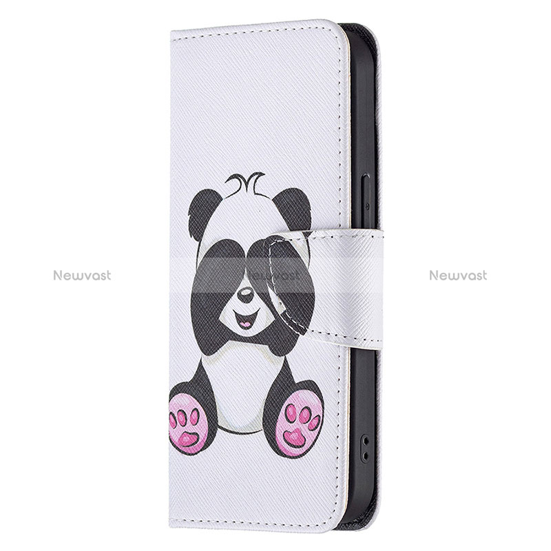 Leather Case Stands Fashionable Pattern Flip Cover L07 Holder for Apple iPhone 14 Pro Max White