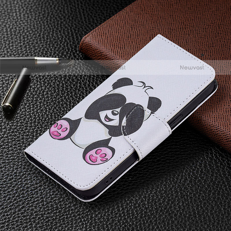 Leather Case Stands Fashionable Pattern Flip Cover L07 Holder for Apple iPhone 14 Pro White