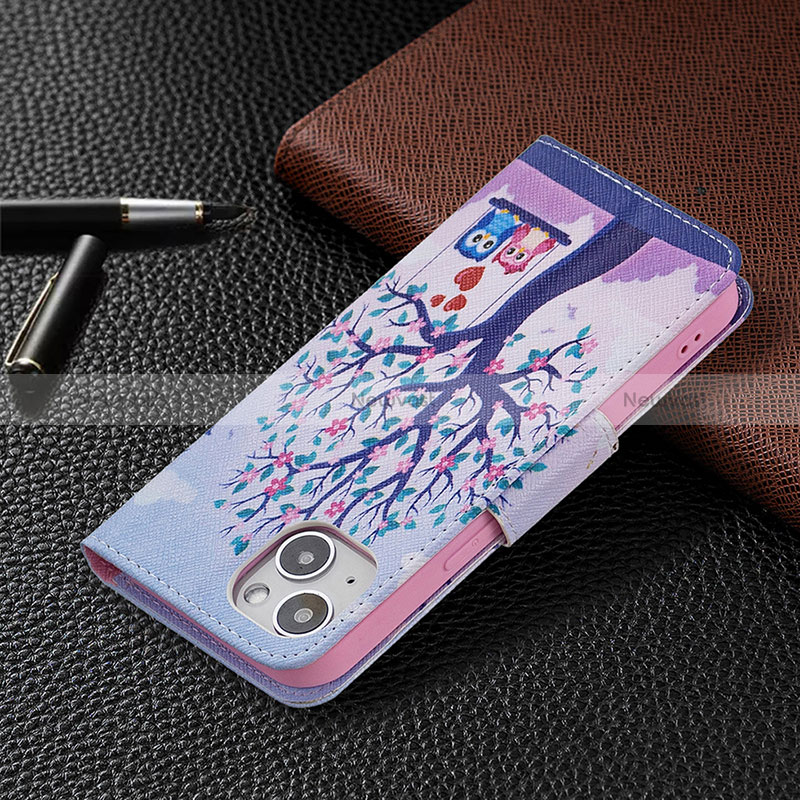 Leather Case Stands Fashionable Pattern Flip Cover L07 Holder for Apple iPhone 15 Mixed