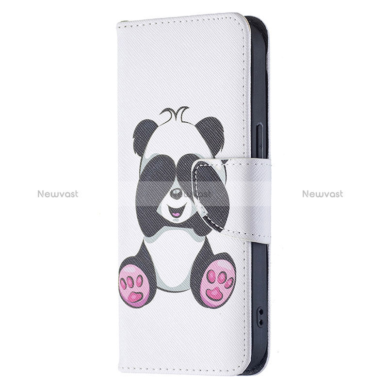 Leather Case Stands Fashionable Pattern Flip Cover L07 Holder for Apple iPhone 15 Plus White