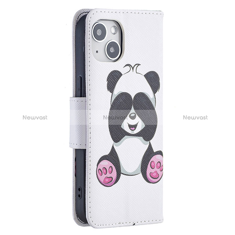 Leather Case Stands Fashionable Pattern Flip Cover L07 Holder for Apple iPhone 15 Plus White