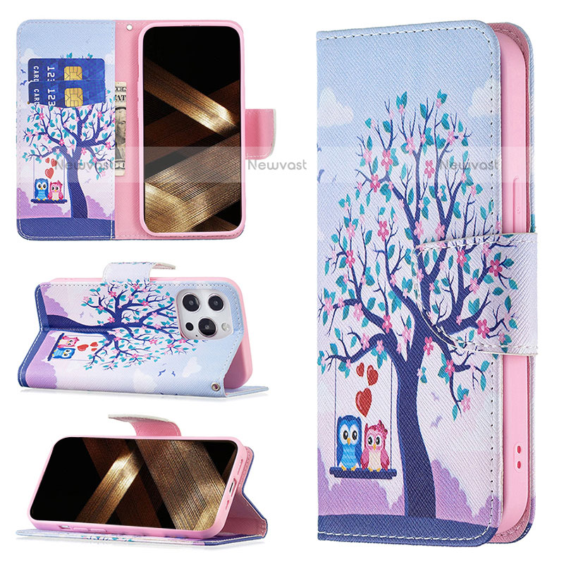 Leather Case Stands Fashionable Pattern Flip Cover L07 Holder for Apple iPhone 15 Pro Max Mixed