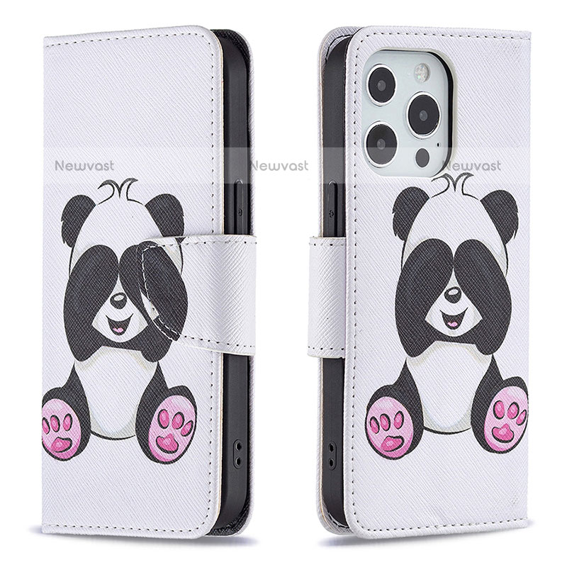 Leather Case Stands Fashionable Pattern Flip Cover L07 Holder for Apple iPhone 15 Pro Max White